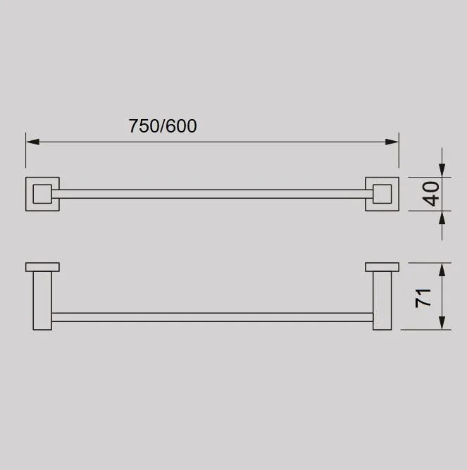 QUBI Single towel rail in Chrome