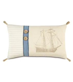 Sailing Ship Burlap Lumbar Pillow Cover 13x22