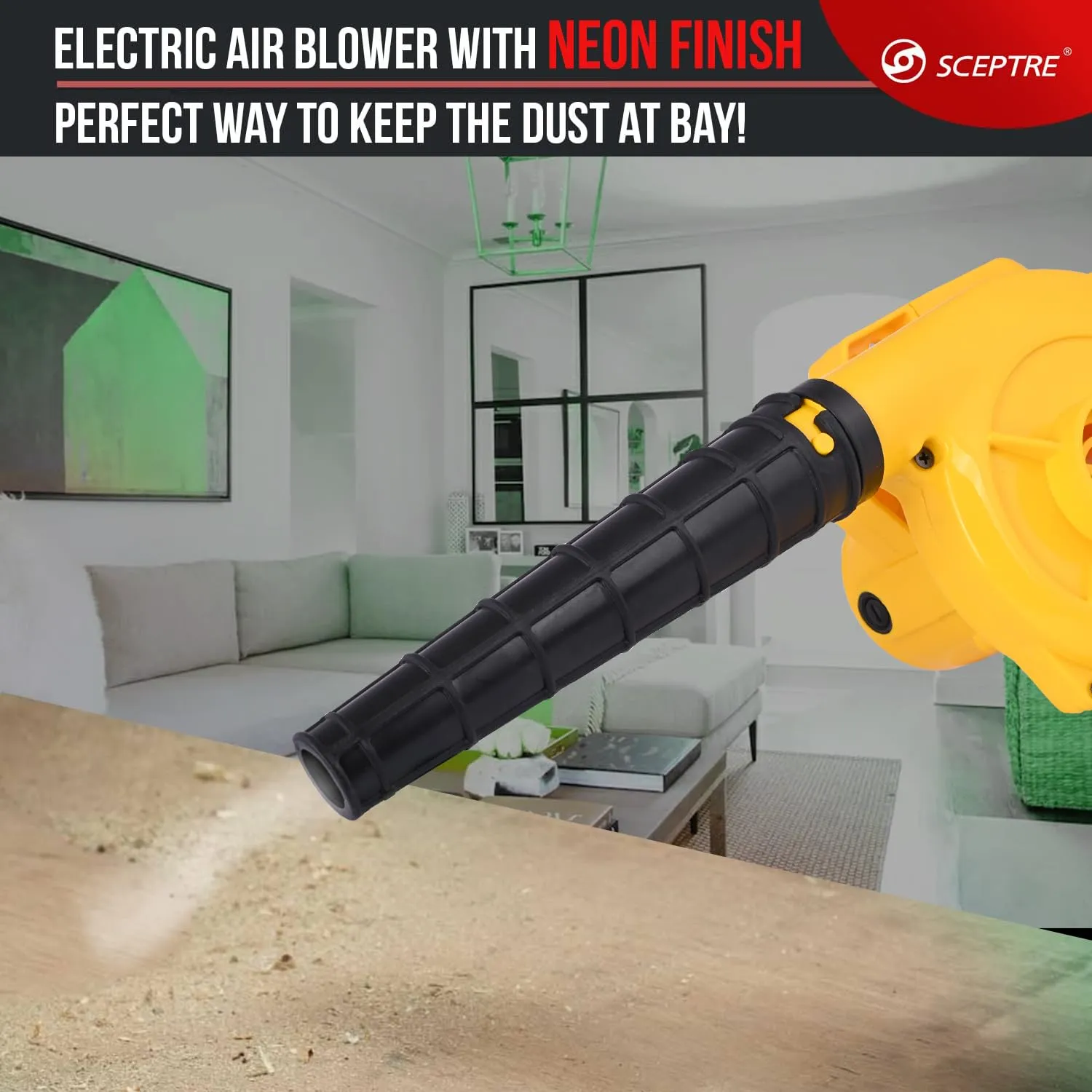 Sceptre SPBK-40 650W Electric Air Blower for Dust Cleaner and Suction 15000 RPM Airfoil Dust Extraction Blower Air Flow 190 km/hr with Unbreakable Body & Glossy Finish (Corded, Yellow)