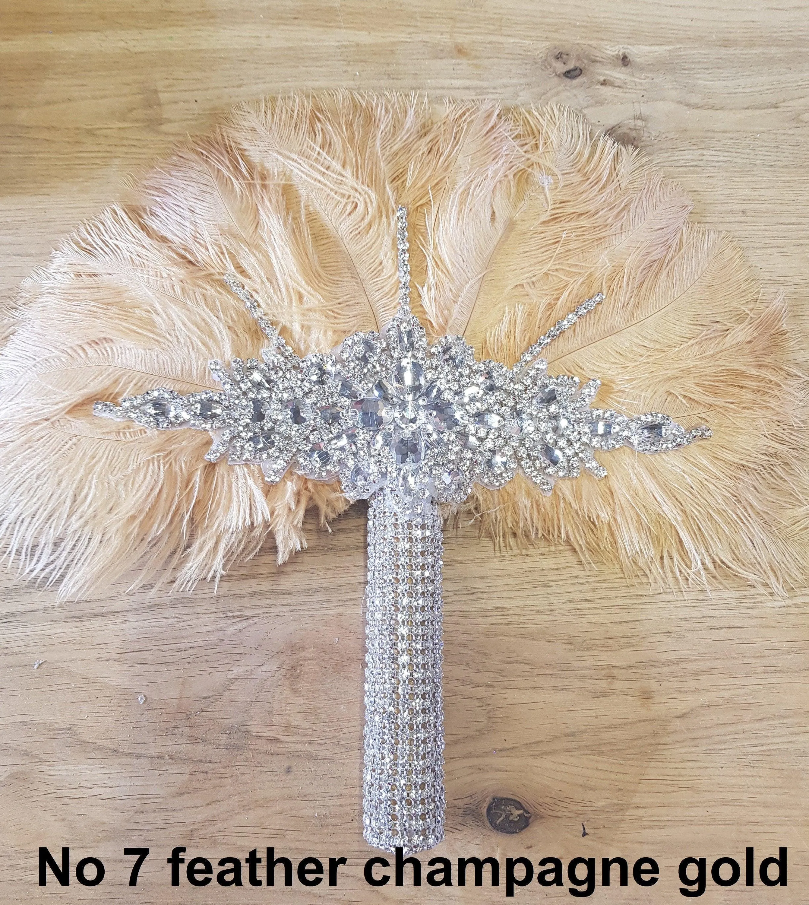 Set of 4 Feather Fan bouquets, Ostrich feathers,Great Gatsby wedding style 1920's - any colour as custom made