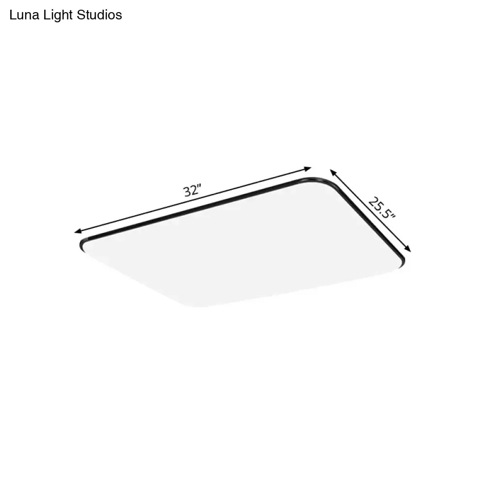 Simple Stylish Rectangular LED Ceiling Light in White – 25.5"/32" Diameter - Ideal for Bedroom