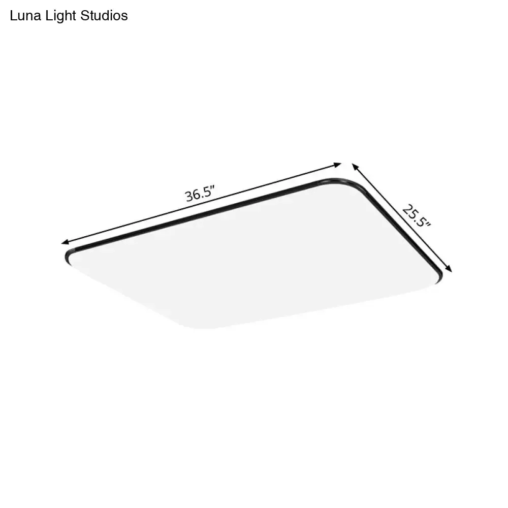 Simple Stylish Rectangular LED Ceiling Light in White – 25.5"/32" Diameter - Ideal for Bedroom