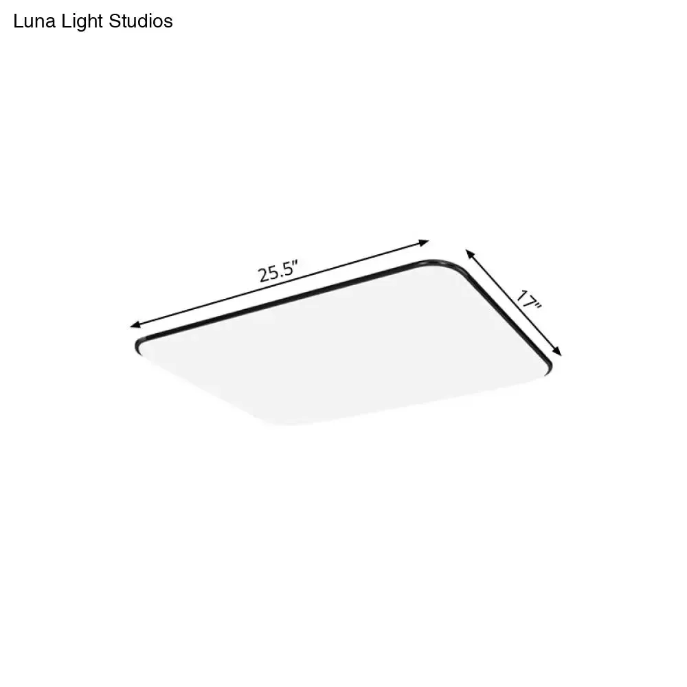 Simple Stylish Rectangular LED Ceiling Light in White – 25.5"/32" Diameter - Ideal for Bedroom