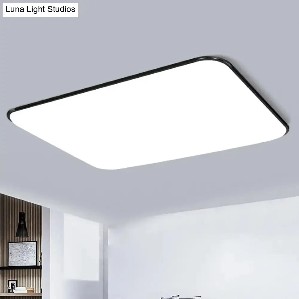 Simple Stylish Rectangular LED Ceiling Light in White – 25.5"/32" Diameter - Ideal for Bedroom