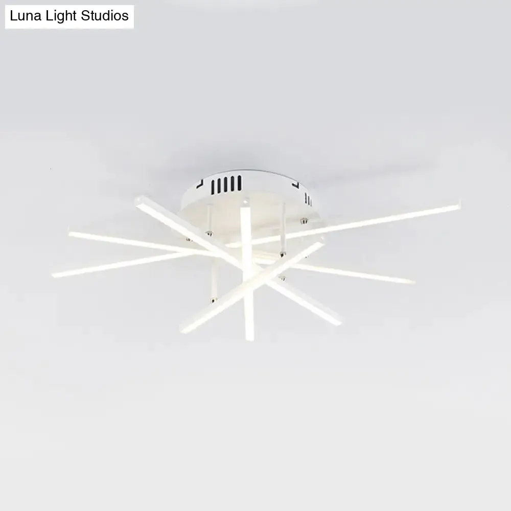 Simplicity Strip Acrylic LED Ceiling Light in Warm/White - Single Semi Flush Fixture