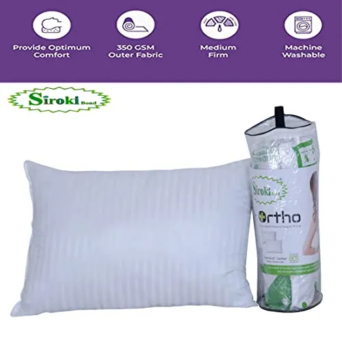 Siroki Bond orthopaedic Microfiber Sleeping pillow with Roll Vacuum Packing Pack of 2