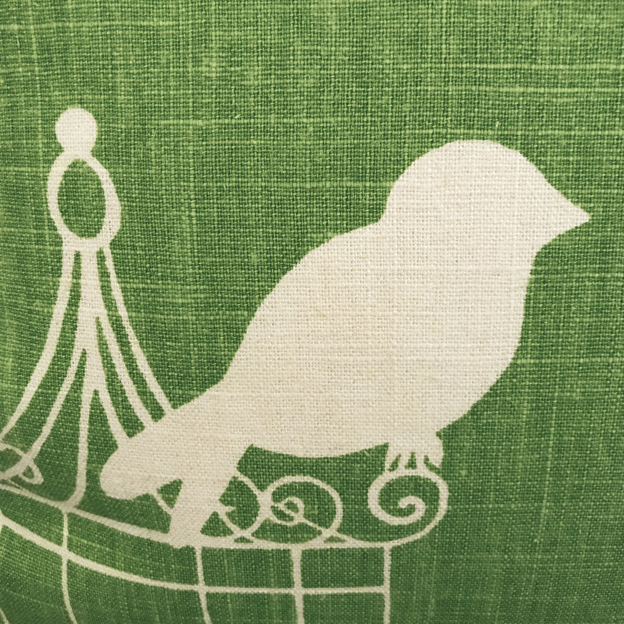 Spring Green Songbird Linen Throw Pillow Cover 22x22