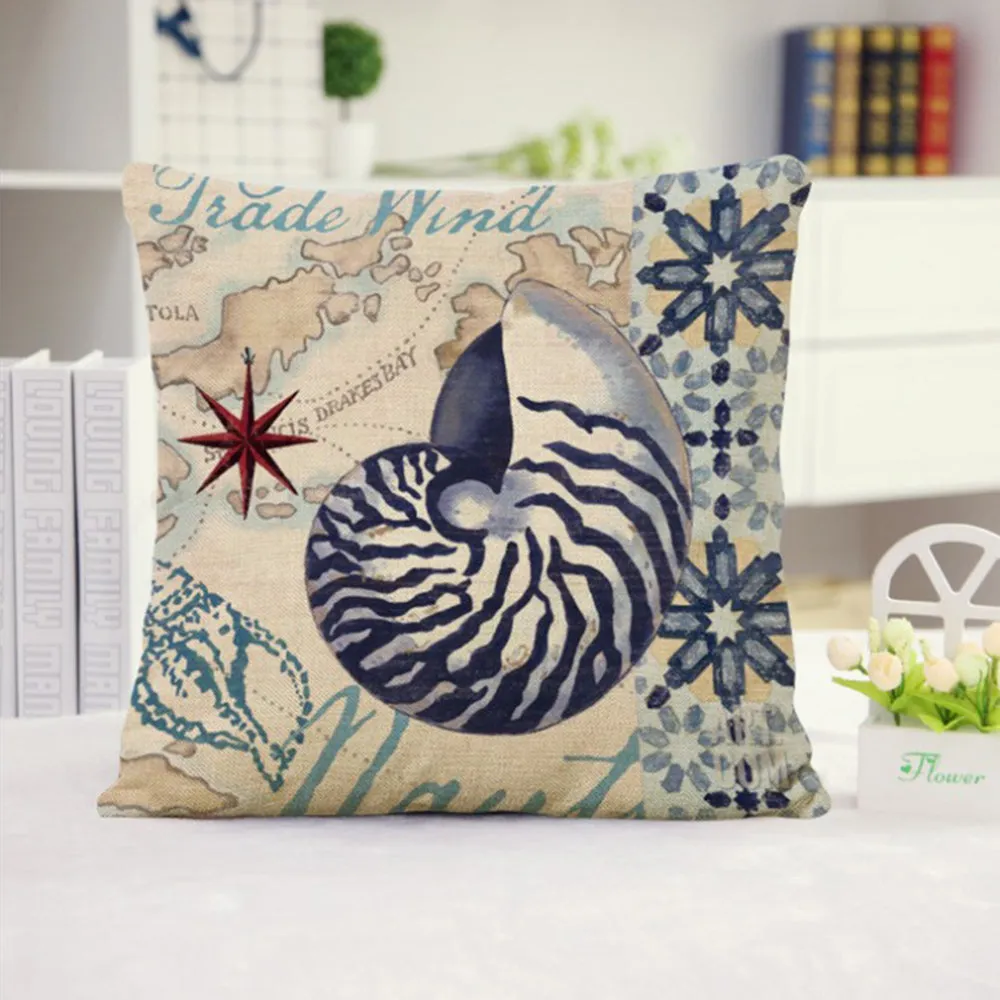 Square Cloth Pillow Covers with Ocean themes pack of 2