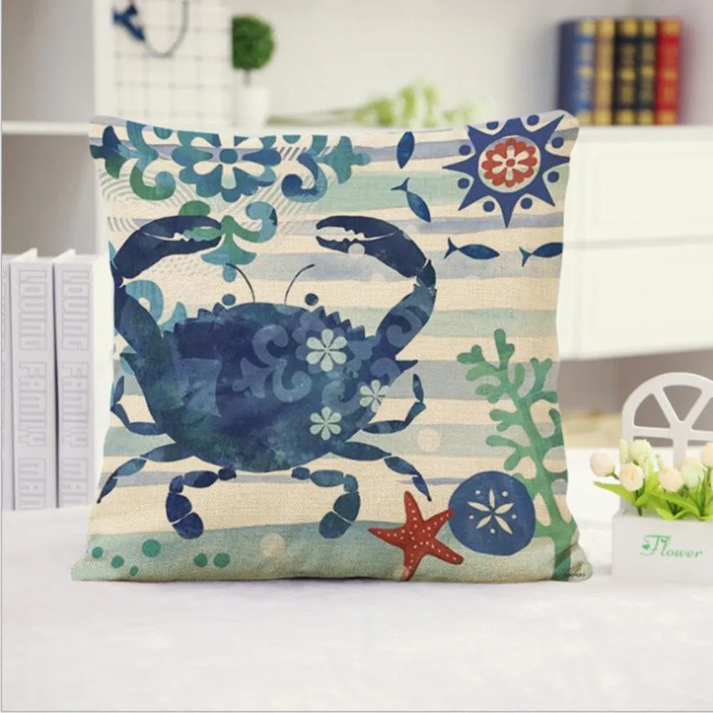 Square Cloth Pillow Covers with Ocean themes pack of 2