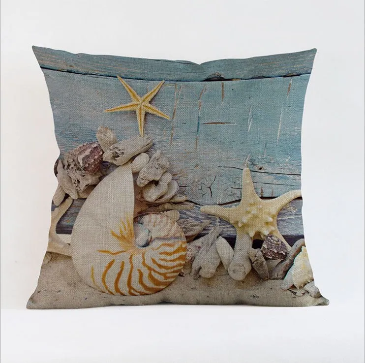 Square Cloth Pillow Covers with Ocean themes pack of 2