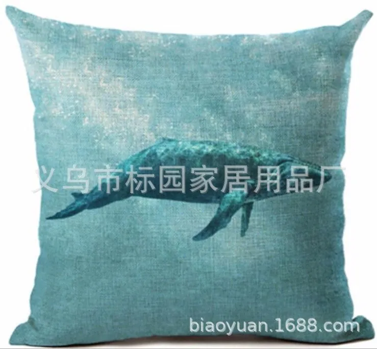 Square Cloth Pillow Covers with Ocean themes pack of 2