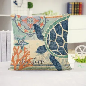 Square Cloth Pillow Covers with Ocean themes pack of 2