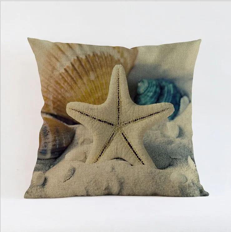 Square Cloth Pillow Covers with Ocean themes pack of 2