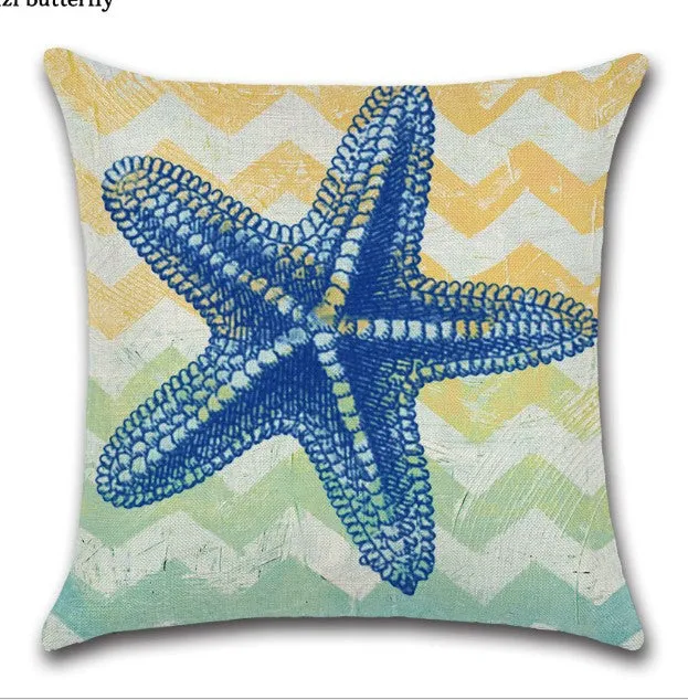 Square Cloth Pillow Covers with Ocean themes pack of 2