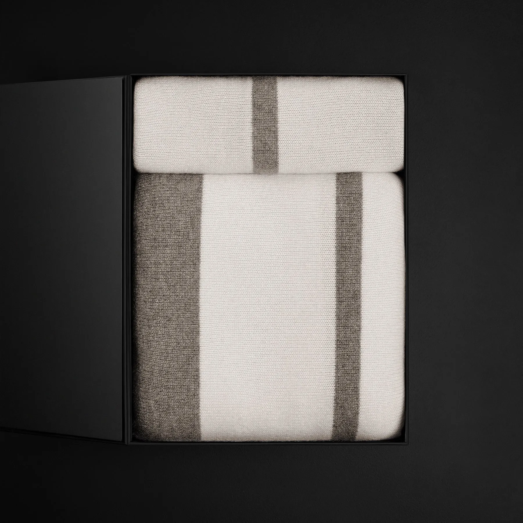 Striped Cashmere Home Gift Set - Taupe Melange/White