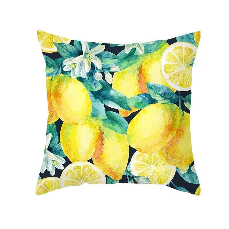 Summer Fruit Print Microfiber Throw Pillow Cover