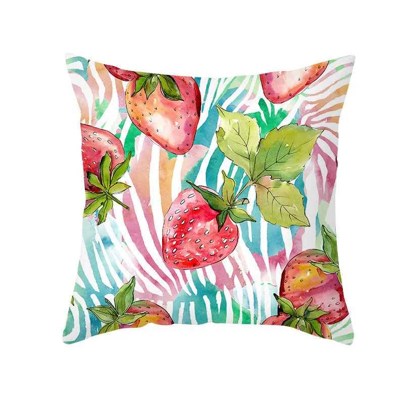 Summer Fruit Print Microfiber Throw Pillow Cover