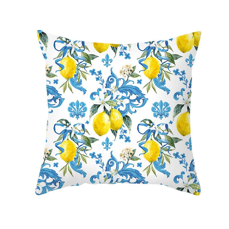 Summer Fruit Print Microfiber Throw Pillow Cover