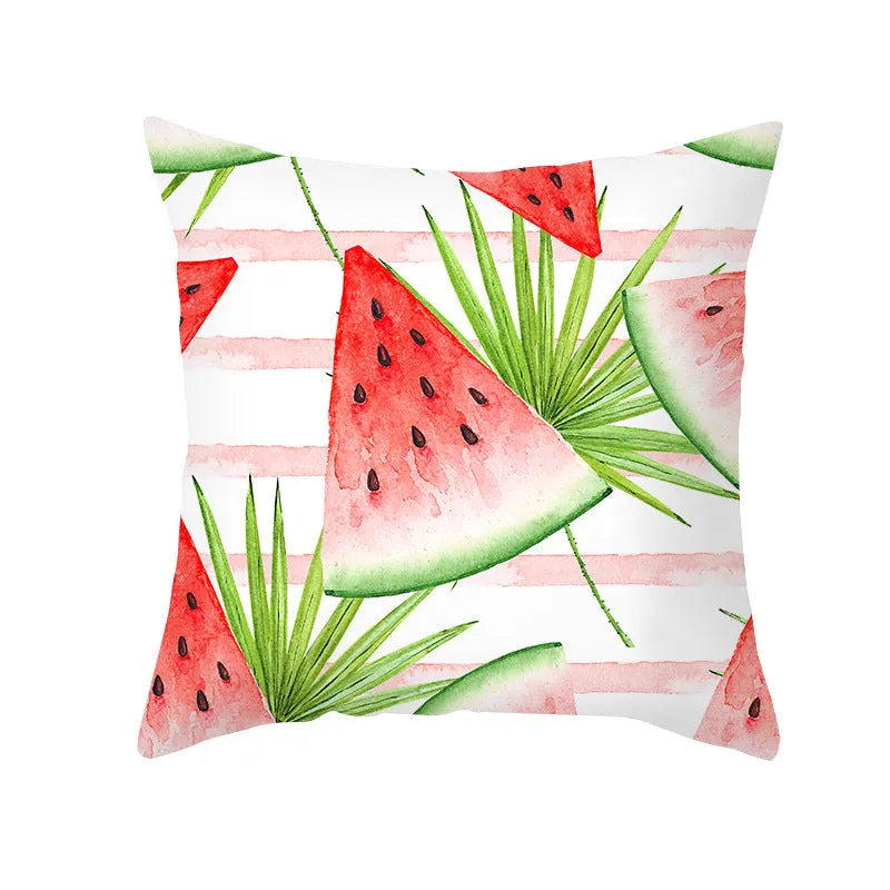 Summer Fruit Print Microfiber Throw Pillow Cover