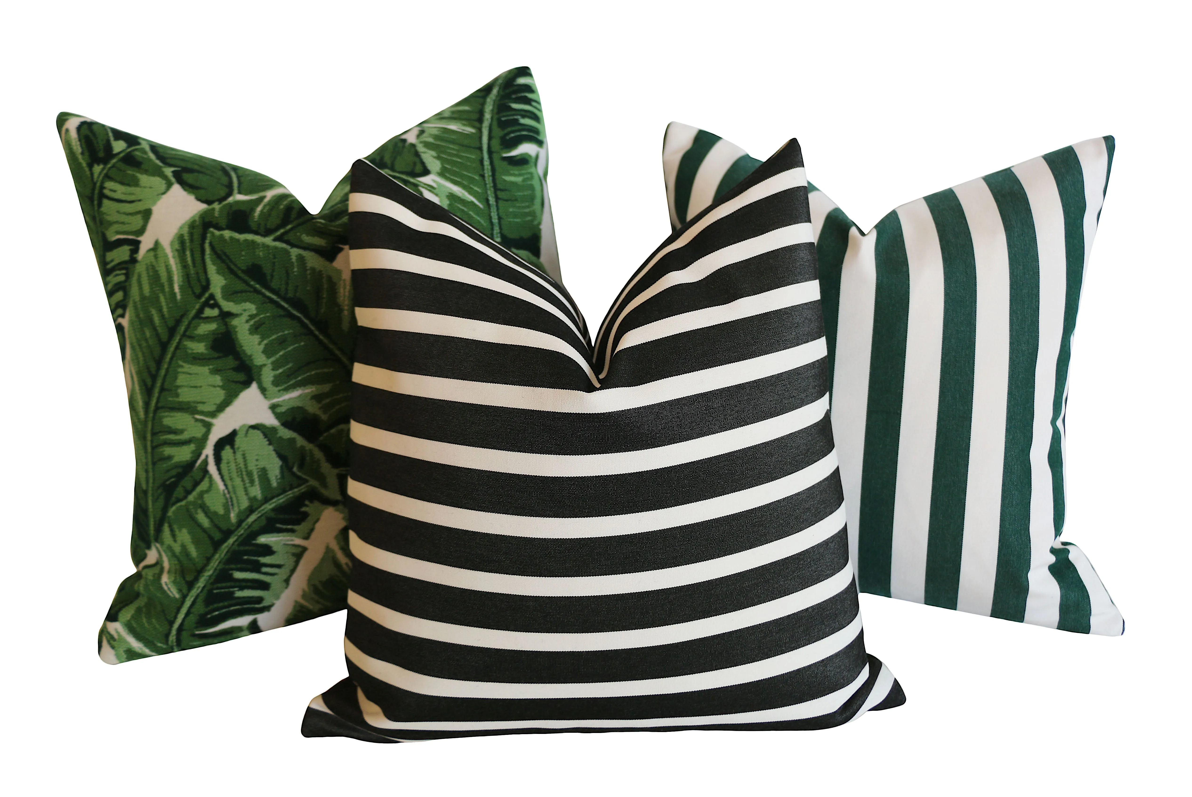 Sunbrella Collection: Outdoor Pillow Covers in Green and Black