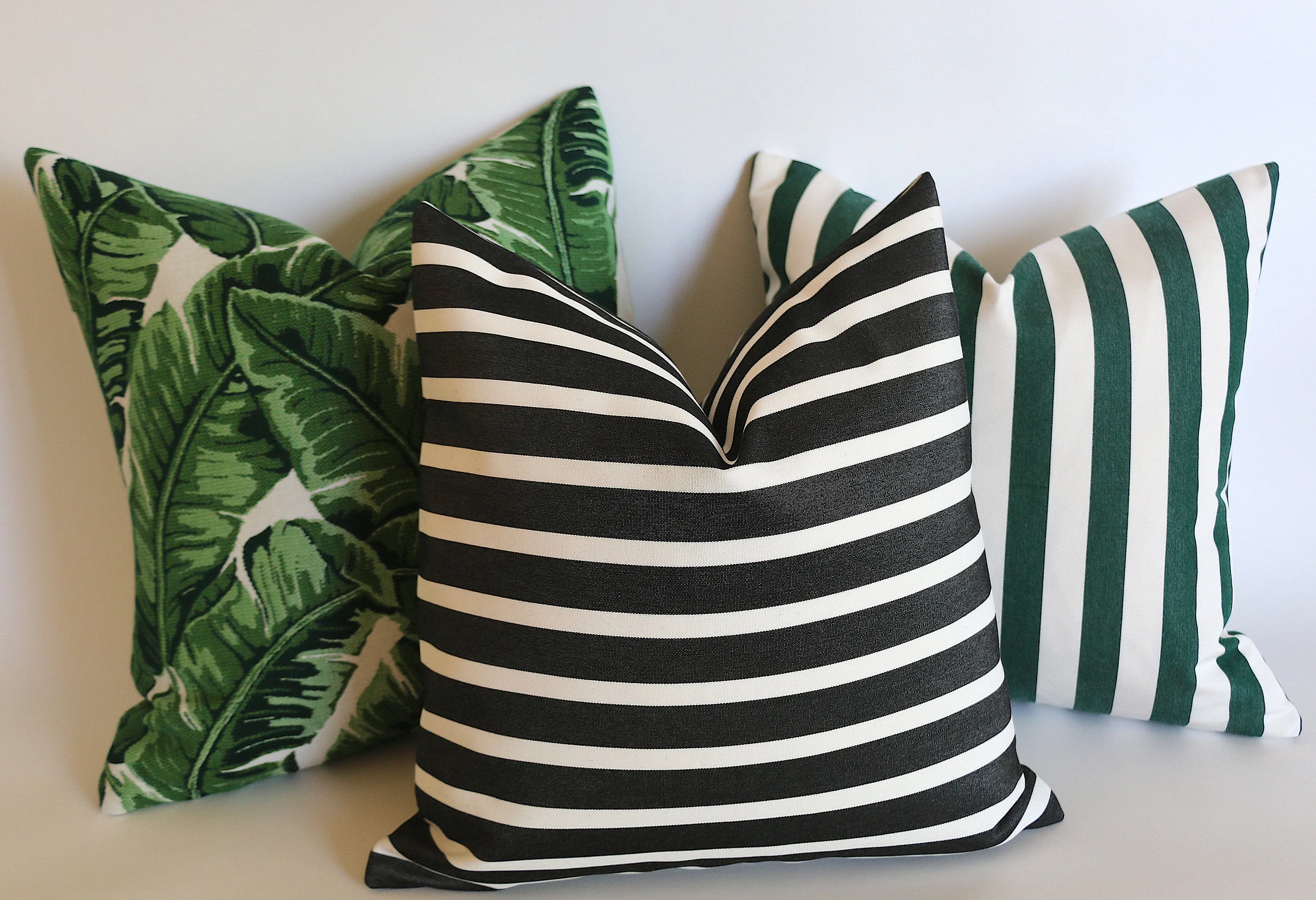 Sunbrella Collection: Outdoor Pillow Covers in Green and Black