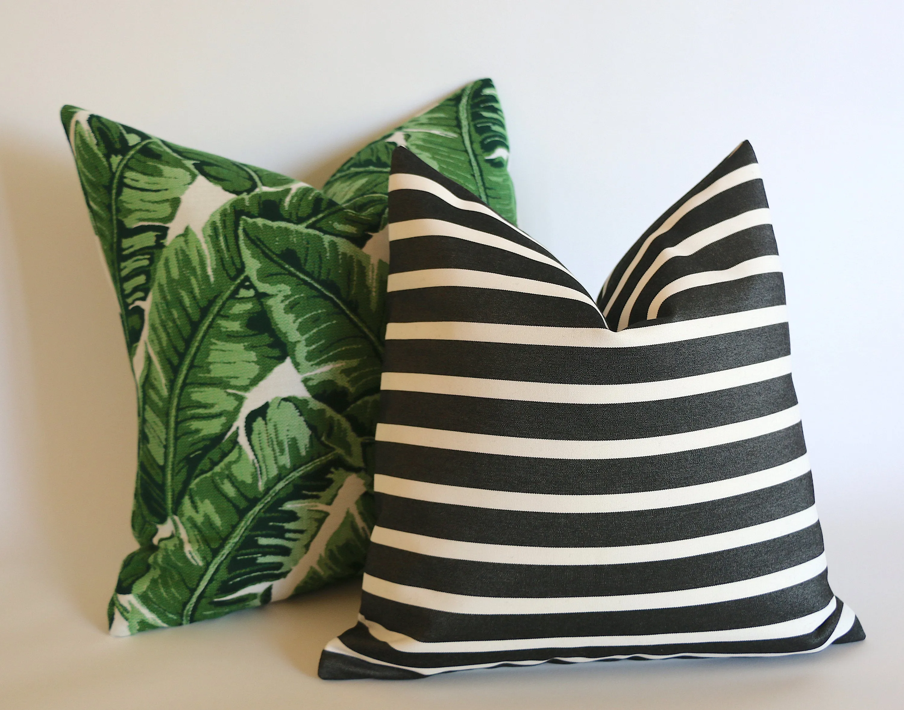 Sunbrella Collection: Outdoor Pillow Covers in Green and Black