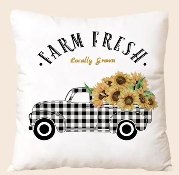 Sunflower Farm Fresh Print Cushion Cover Without Filler