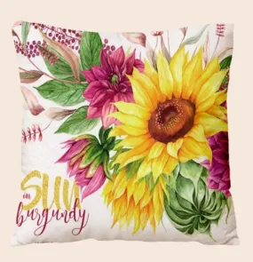 Sunflower Print Cushion Cover Without Filler