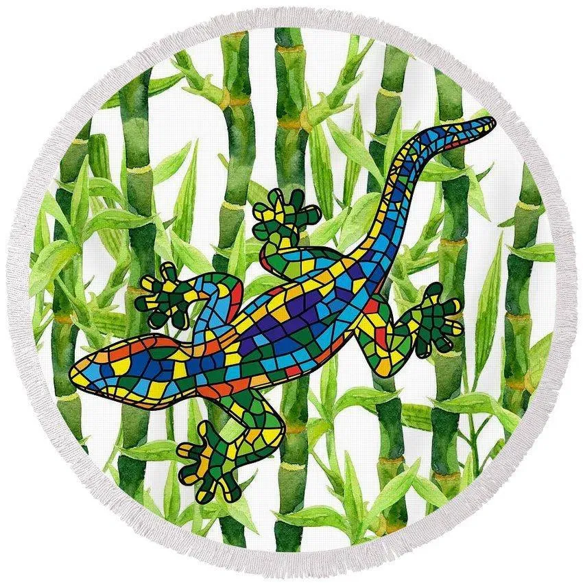 The Bamboo Gecko Round Beach Towel