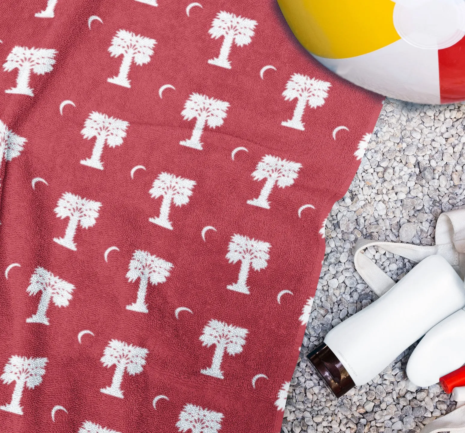 The Citadel, Big Red logo, patterned Beach Towel