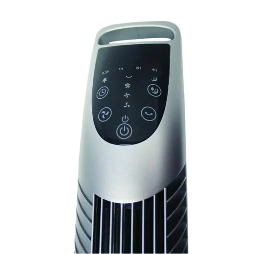 Tony Silver Plastic Tower Fan with Remote