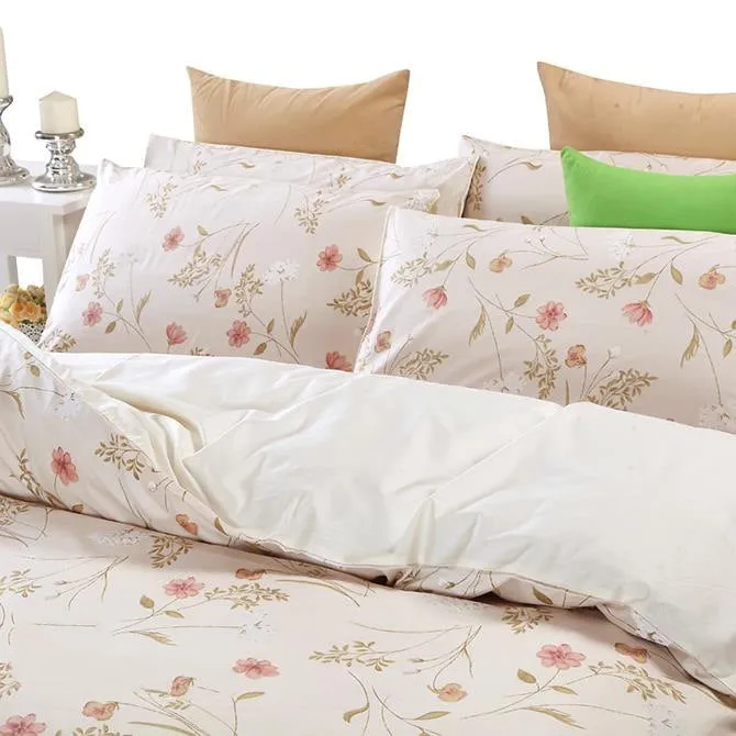 Top Class Pink Floral Cozy 100% Cotton Luxury 4-Piece Duvet Cover Sets