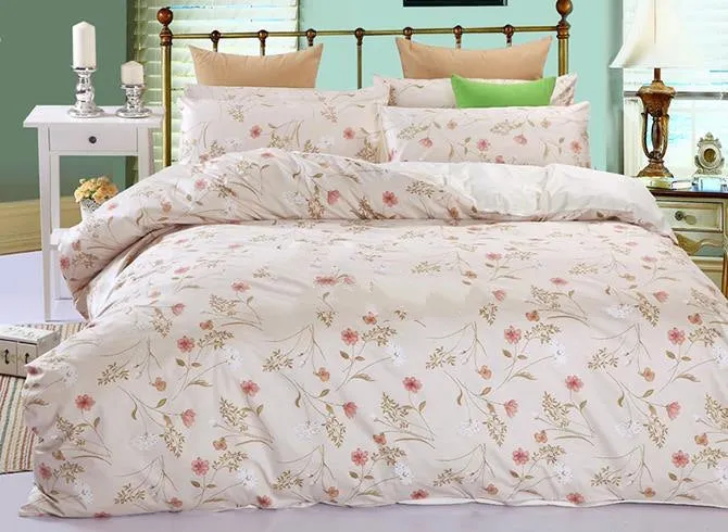 Top Class Pink Floral Cozy 100% Cotton Luxury 4-Piece Duvet Cover Sets