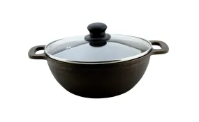 Trilonium Pre-Seasoned Cast Iron Kadai With Lid Machined Smooth, 10 Inches, 2.54 Kgs