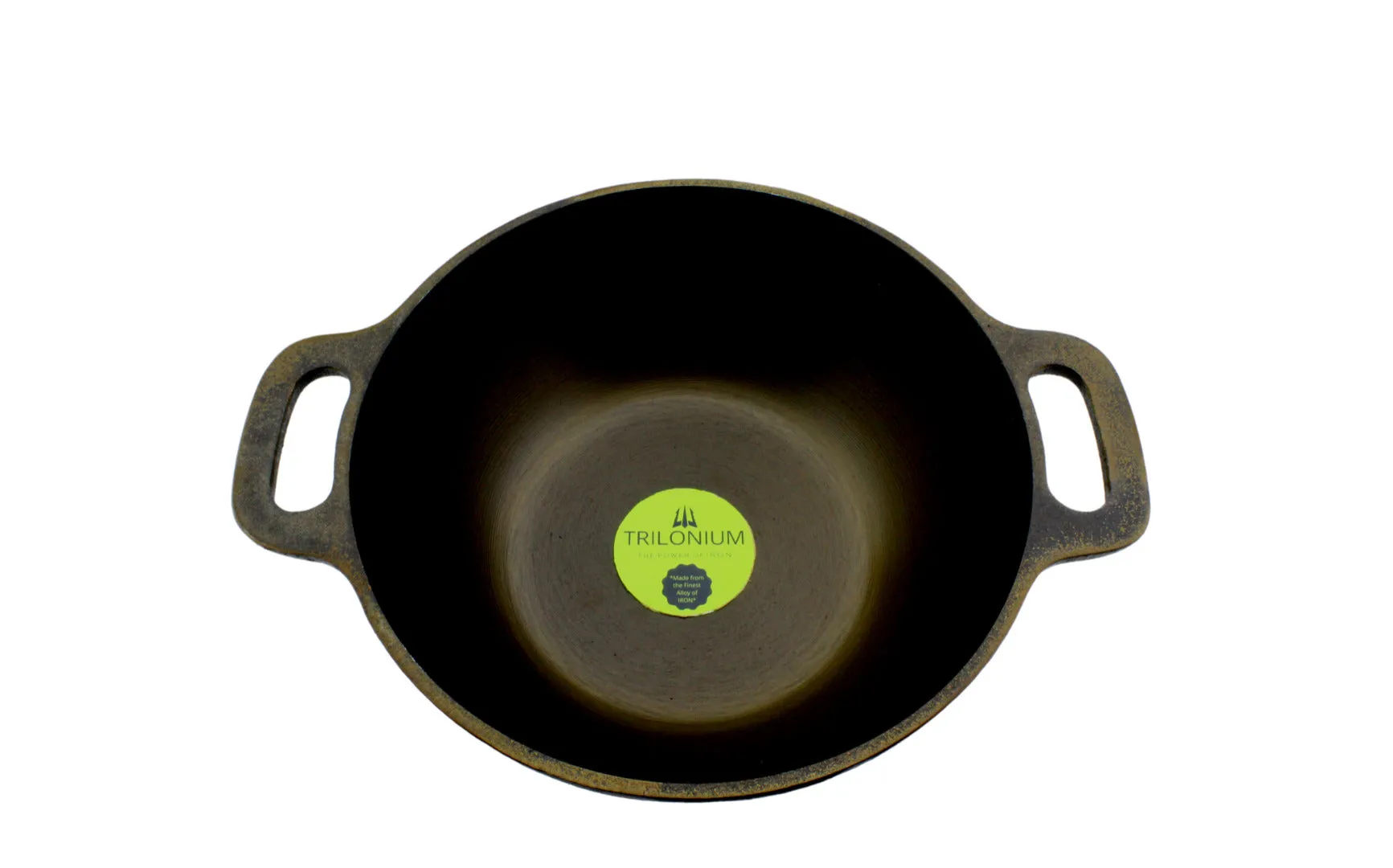 Trilonium Pre-Seasoned Cast Iron Kadai With Lid Machined Smooth, 10 Inches, 2.54 Kgs