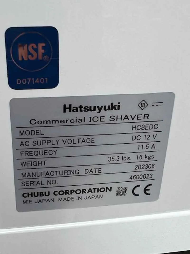 Used Hatsuyuki HC-8EDC (12 Volt) Shaved Ice Machine- Like New!