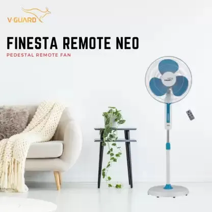 V-Guard Finesta Remote Neo 400 mm 3 Blade Pedestal Fan  (Blue, Pack of 1)