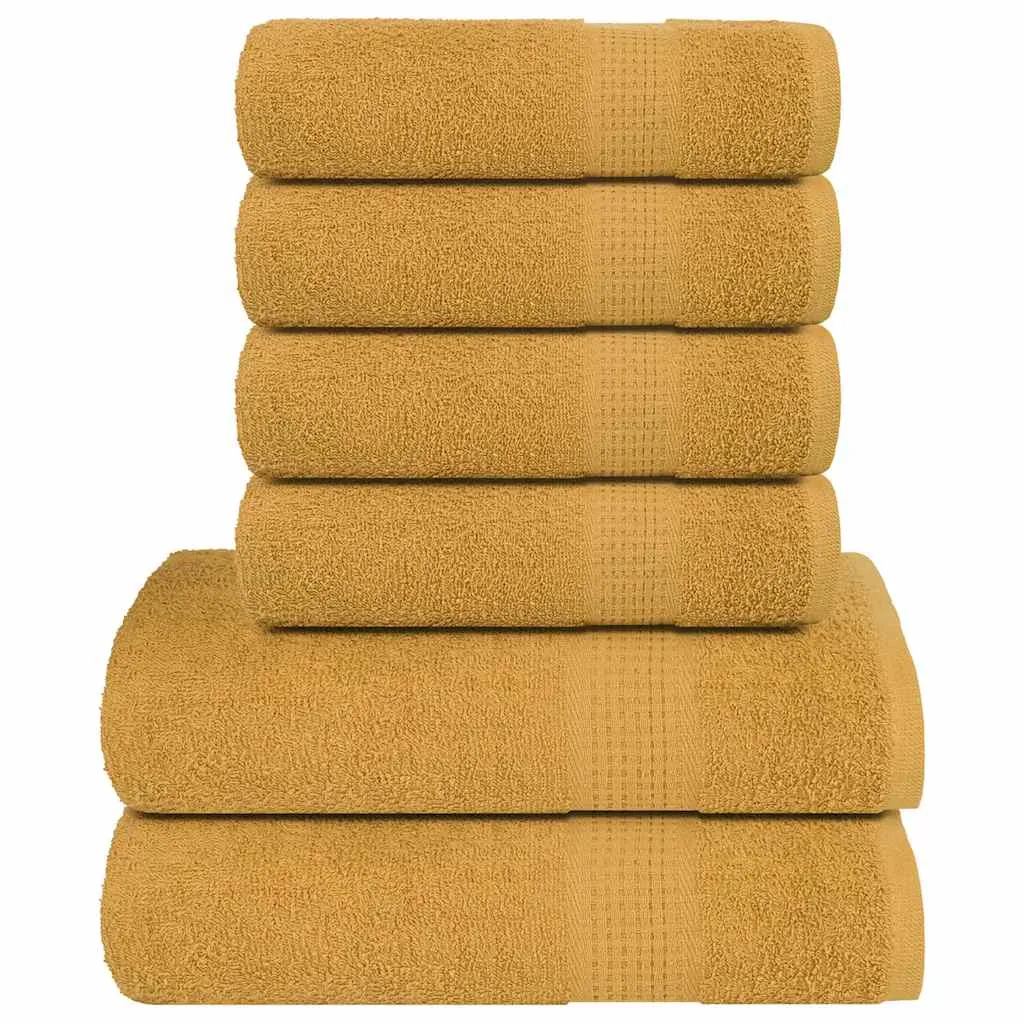 vidaXL 6 Piece Towel Set Gold 360 gsm 100% Cotton