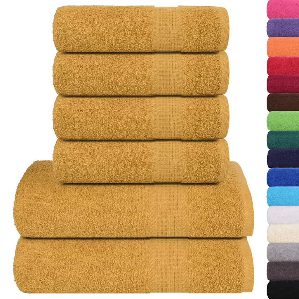 vidaXL 6 Piece Towel Set Gold 360 gsm 100% Cotton