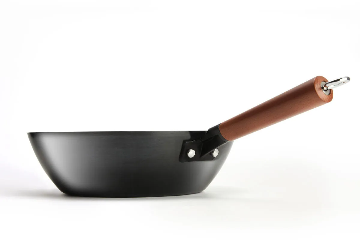 WANGYUANJI Large Flat Bottom Carbon Steel Wok 11.8"