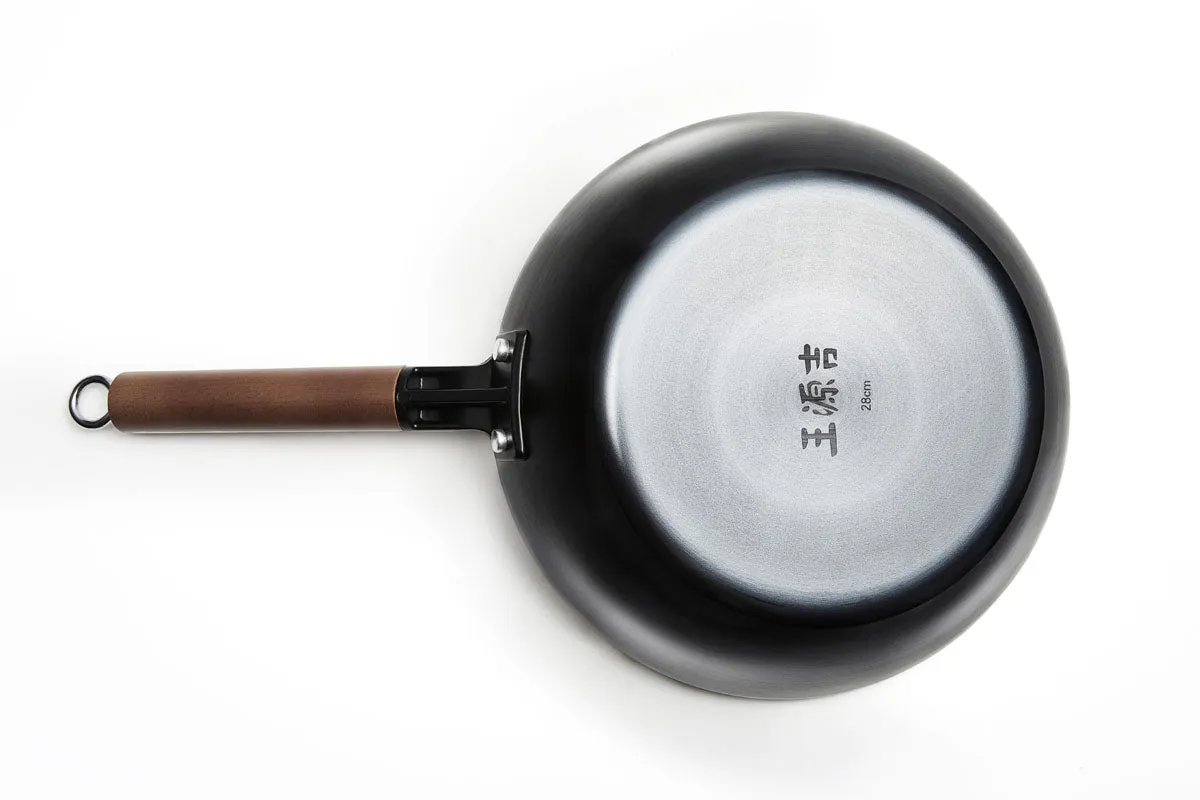 WANGYUANJI Large Flat Bottom Carbon Steel Wok 11.8"