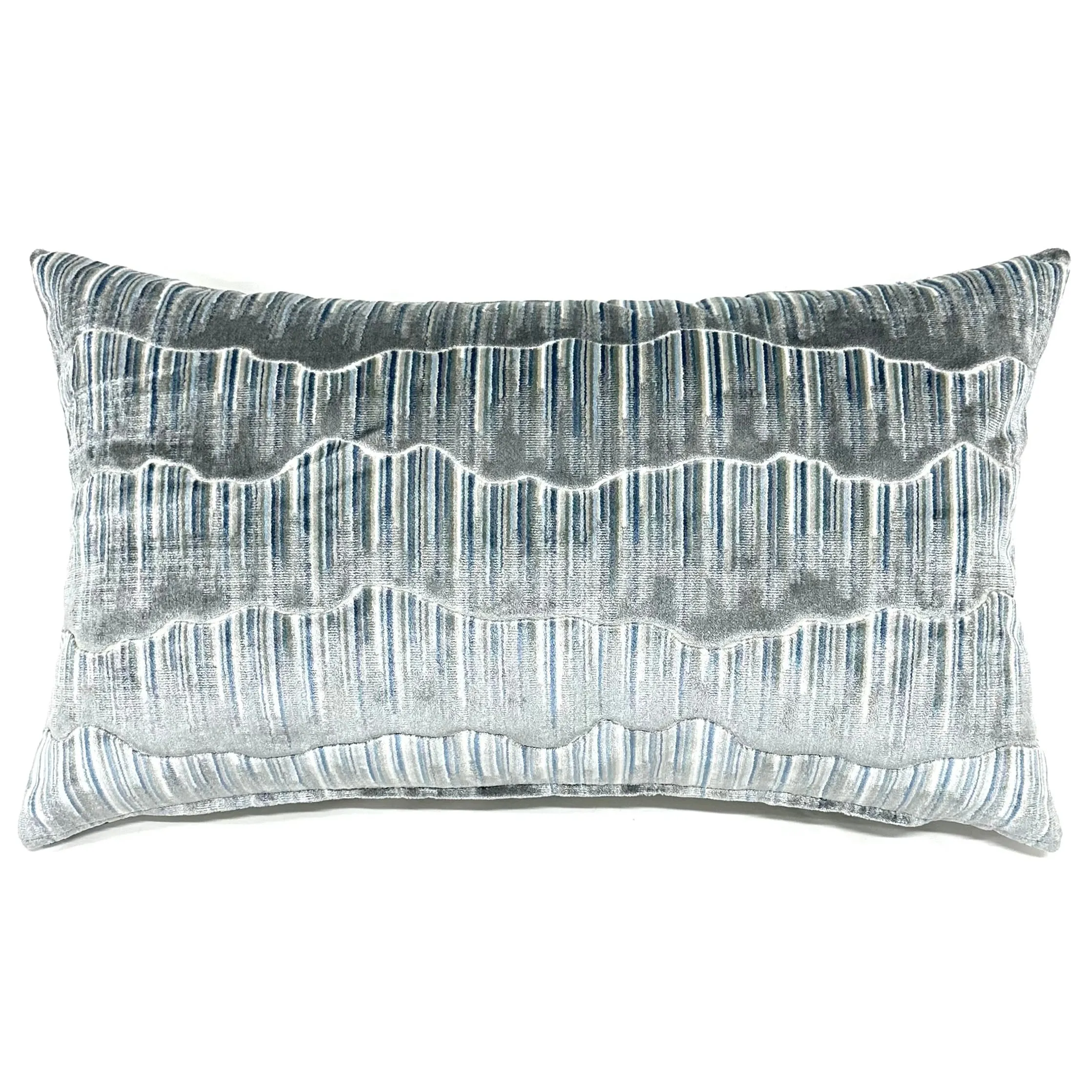 Wave Gray Modern Abstract Lumbar Pillow Cover 15x26