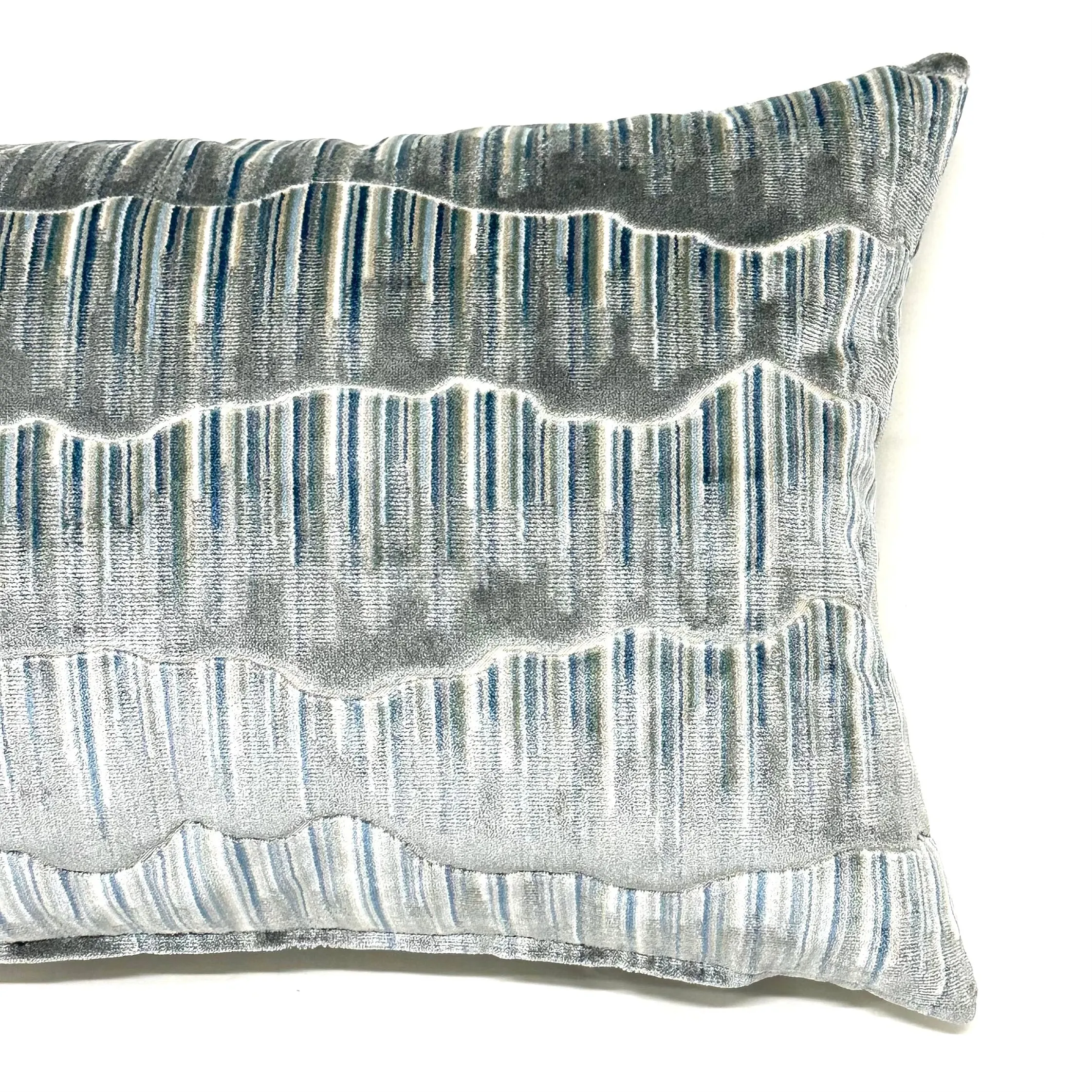 Wave Gray Modern Abstract Lumbar Pillow Cover 15x26