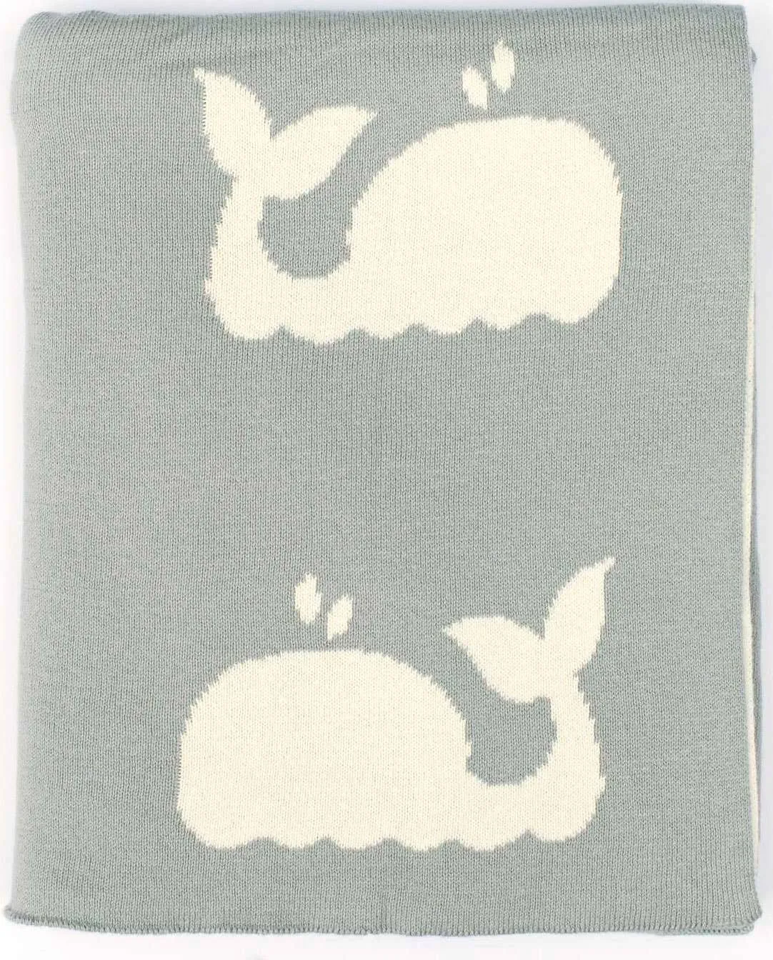 Whale Design Knit Cotton Baby Blanket - 100% Combed Cotton - Soft & Cozy Baby Gift