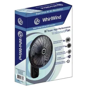 Whirlwind 16" High Performance Wall Fan W/CORD 3 FIN  has durable Plastic Grills that will not Rust or Corrode.- 20017658