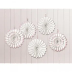 White Hot-Stamped Mini Paper Fans 12cm 5Pk