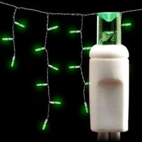 Wide Angle 5MM LED Icicle Lights - 100 Count - Green - White Wire