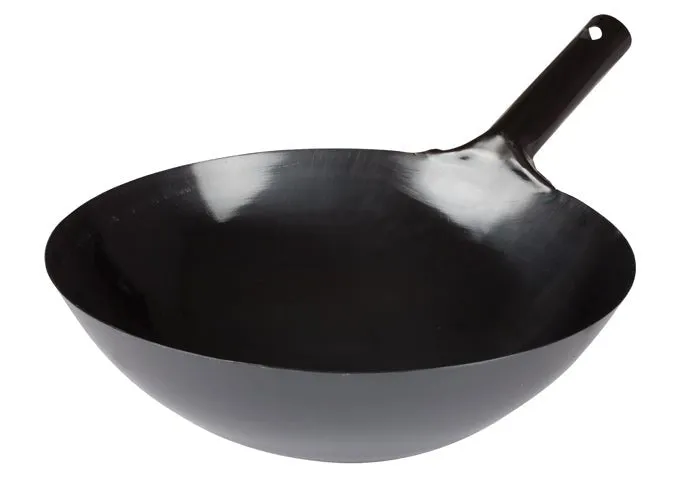 Winco WOK-34 14" Black Carbon Steel Wok