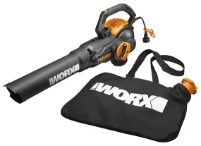 WORX TRIVAC WG512 Blower/Mulcher/Yard Vacuum, 12 A, 2-Speed, 600 cfm Air, Black/Orange :EA: QUANTITY: 1