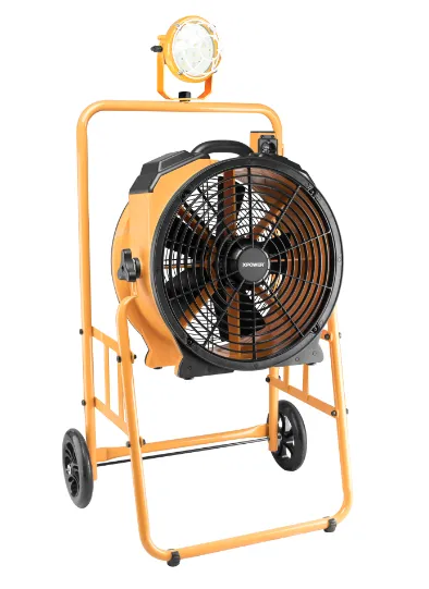 XPOWER FA-420K6 warehouse/dock cooling fan kit, L-30 LED Spotlight, and 420T mobile trolley